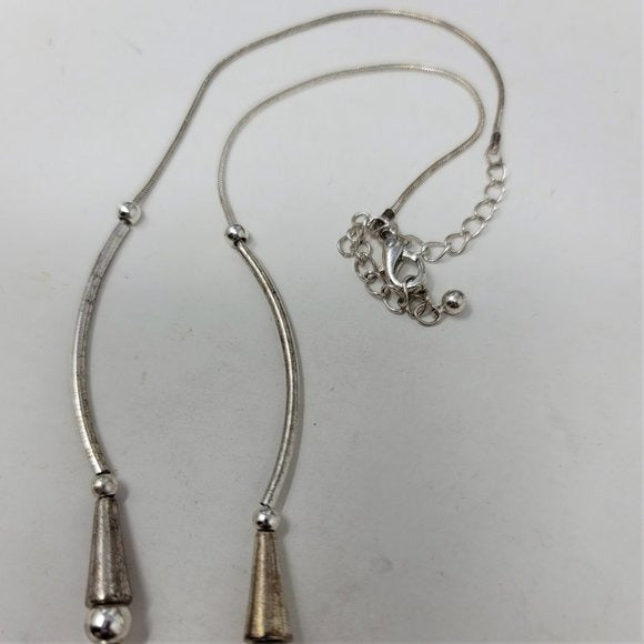 Stunning Silver Dangle Necklace Choker 16"