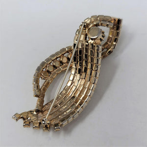 Stunning Rhinestone Gold tone Pin Brooch Elegant AB Finish