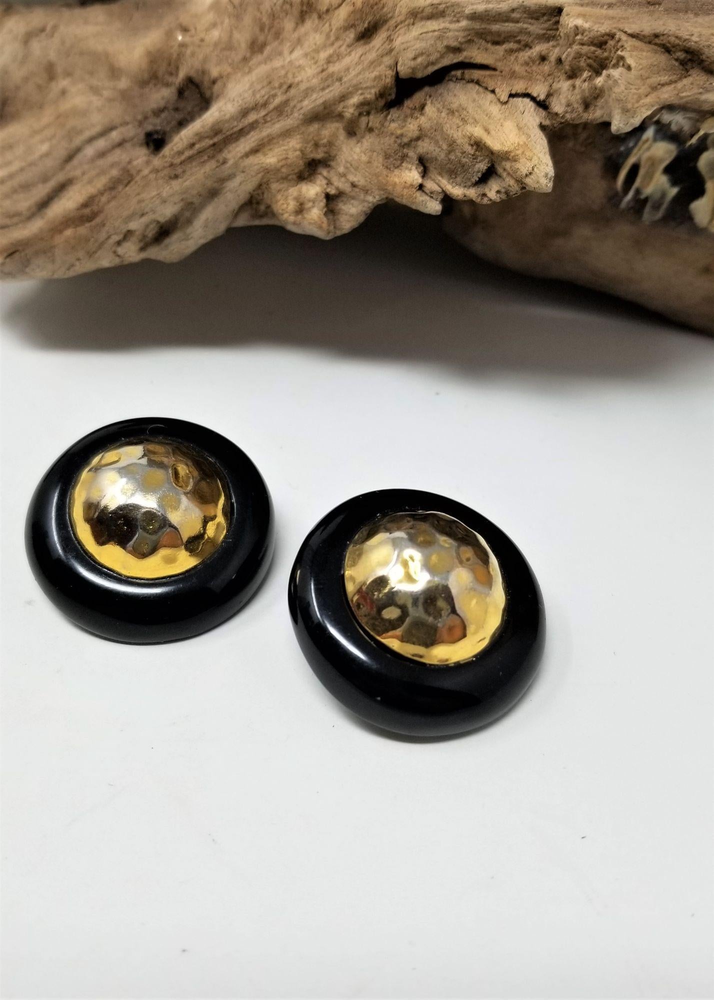 Vintage Clip On Earrings Hammered Gold