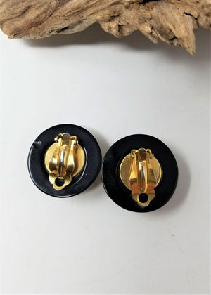 Vintage Clip On Earrings Hammered Gold