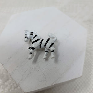 Zebra Metal Pin Brooch Small Black & White Fun