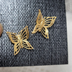 Golden Butterfly Pierced Earrings Delicate Cut Out Wings