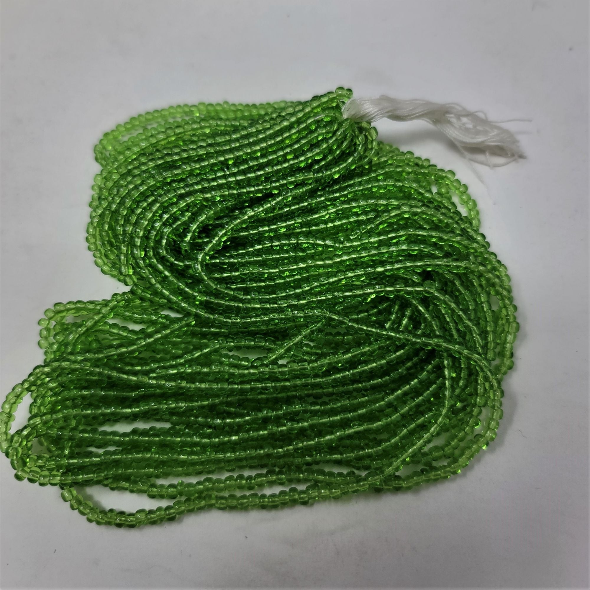 Czech Glass Seed Beads Transparent Green One Hank 12 strands