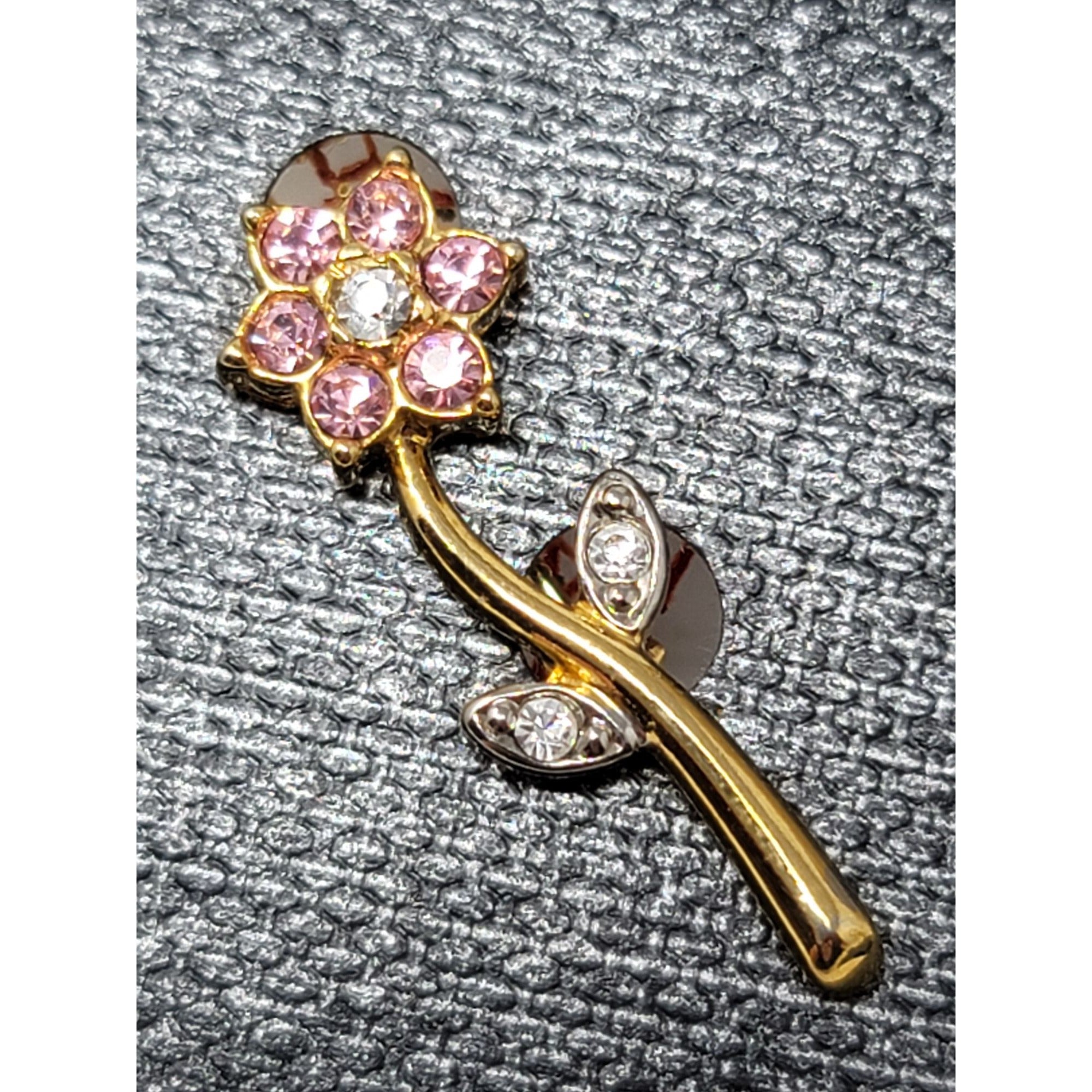 Sweet Little Pink Rhinestone Flower Pin