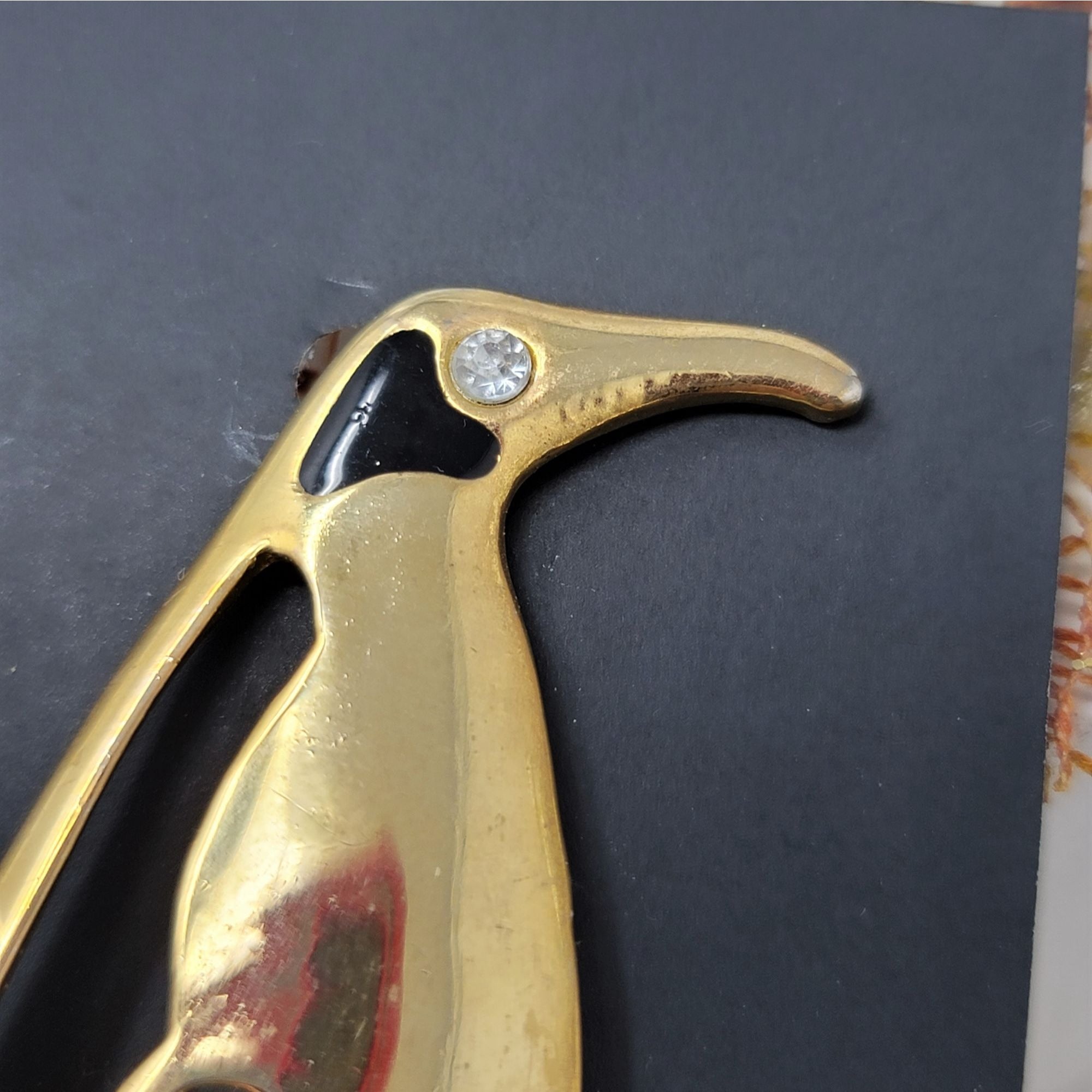 Unique Penguin Pin Brooch Cut Out Design Goldtone