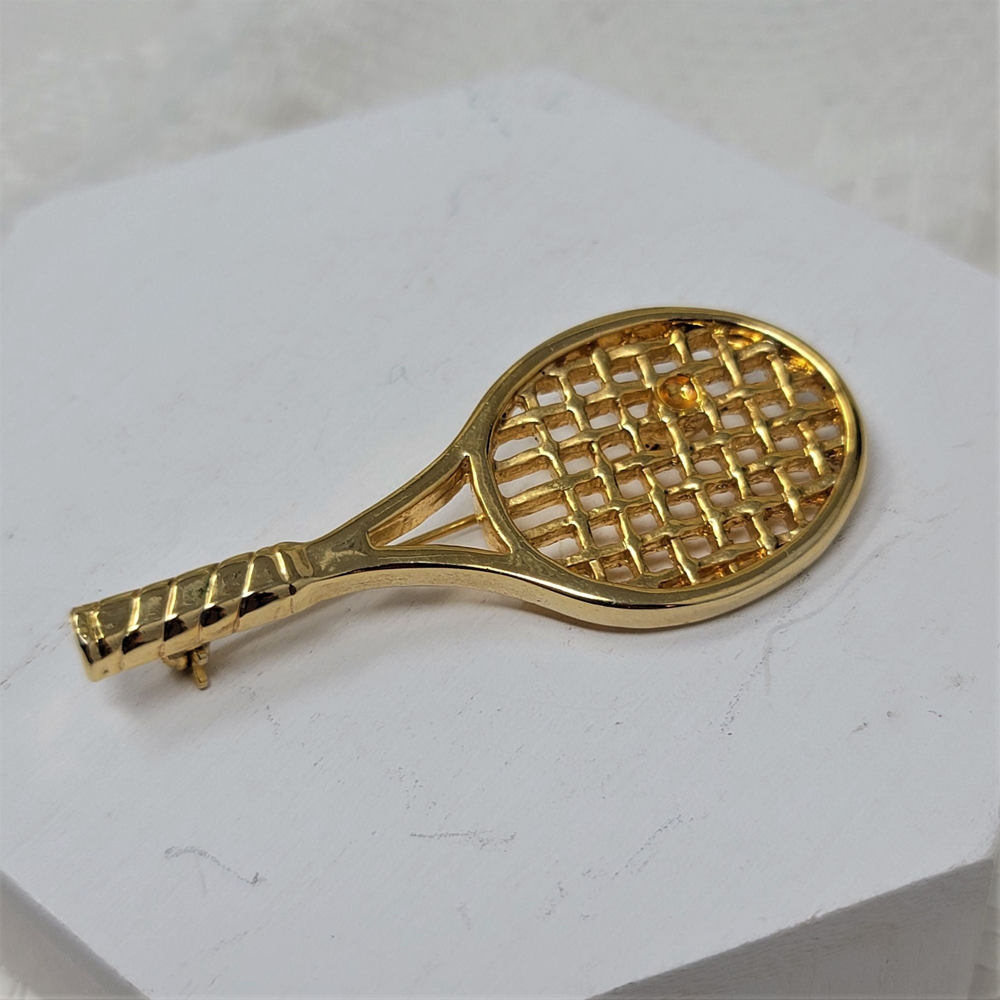 Tennis Racquet Pin Brooch Gold Sports Pin