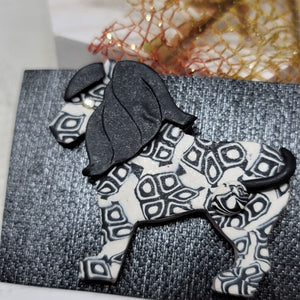 Adorable Clay Animal Pin Brooch Black n White