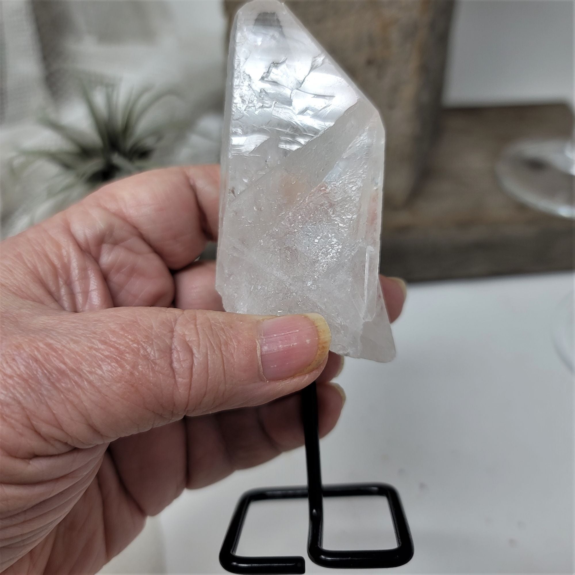Small Genuine Quartz Crystal Point on Metal Base