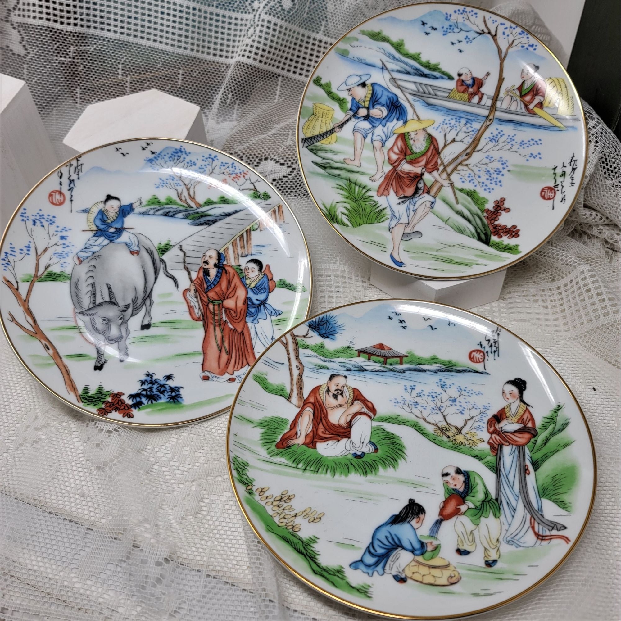 Oriental Style Collector plates by Dorothy Logan Studios