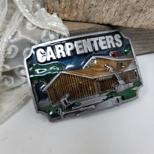Carpenters Belt Buckle 1988 Vintage Siskiyou Silver & Enameled