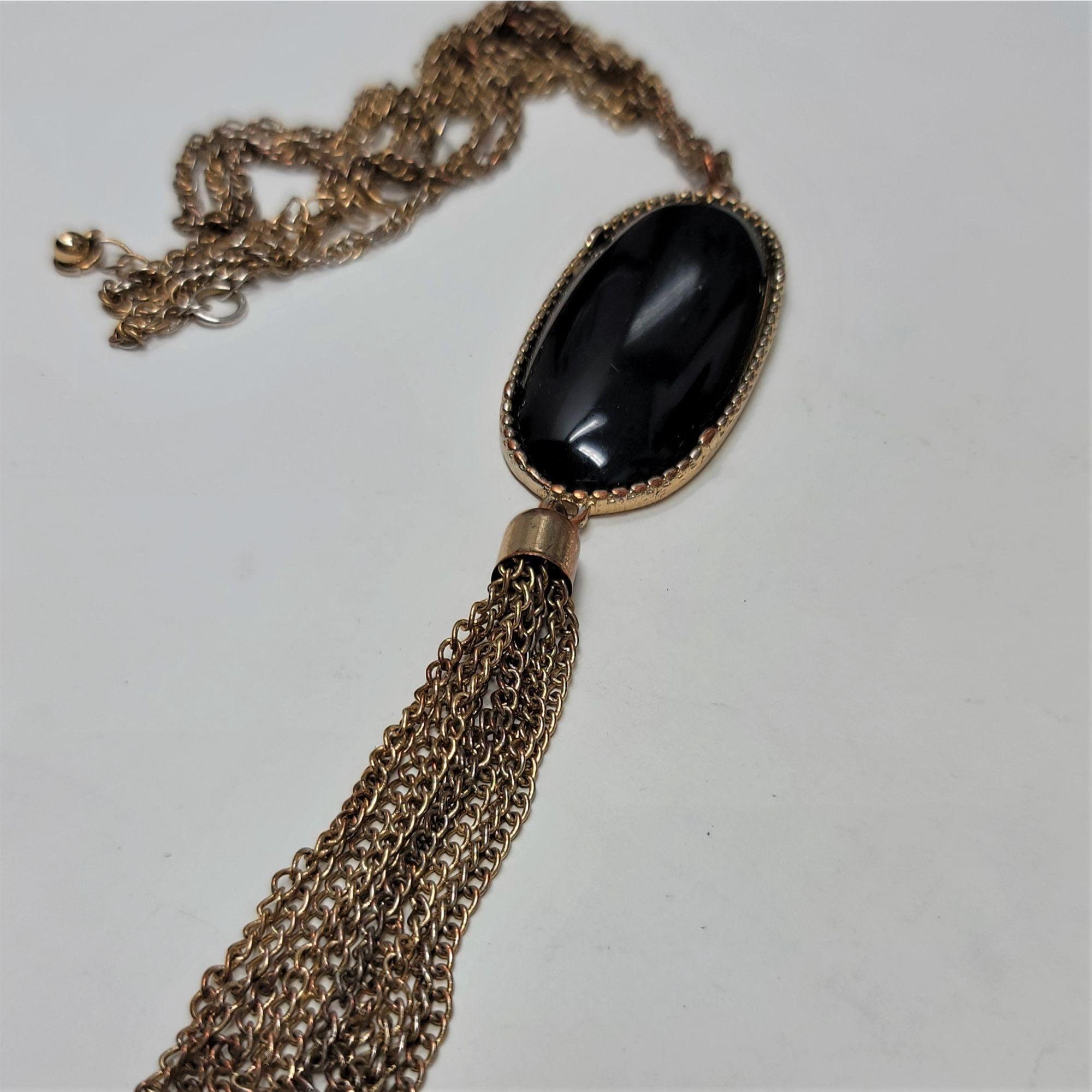 Fun Sassy Tassel Copper & Silver Black Necklace