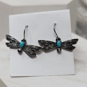 Sweet Small Dragonfly Pierced Earrings Ear Wires Silver