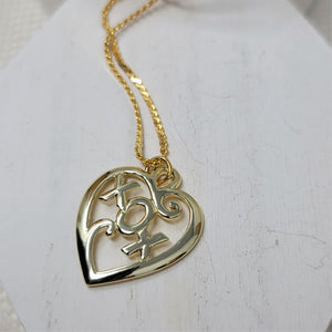Heart Necklace Cut Out XOX Design Gold tone