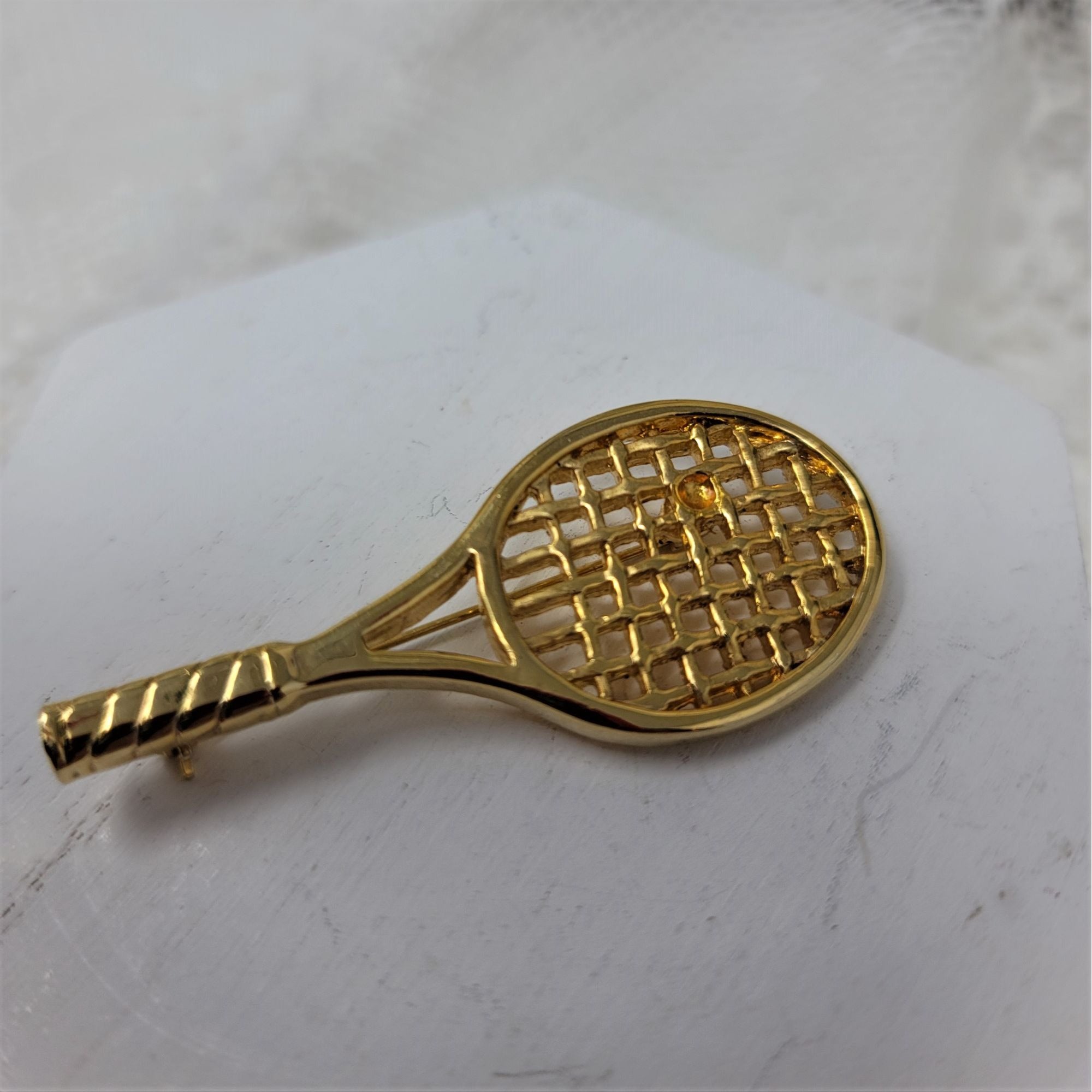 Tennis Racquet Pin Brooch Gold Sports Pin