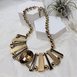 Gold & Jumbo Topaz Modern Necklace