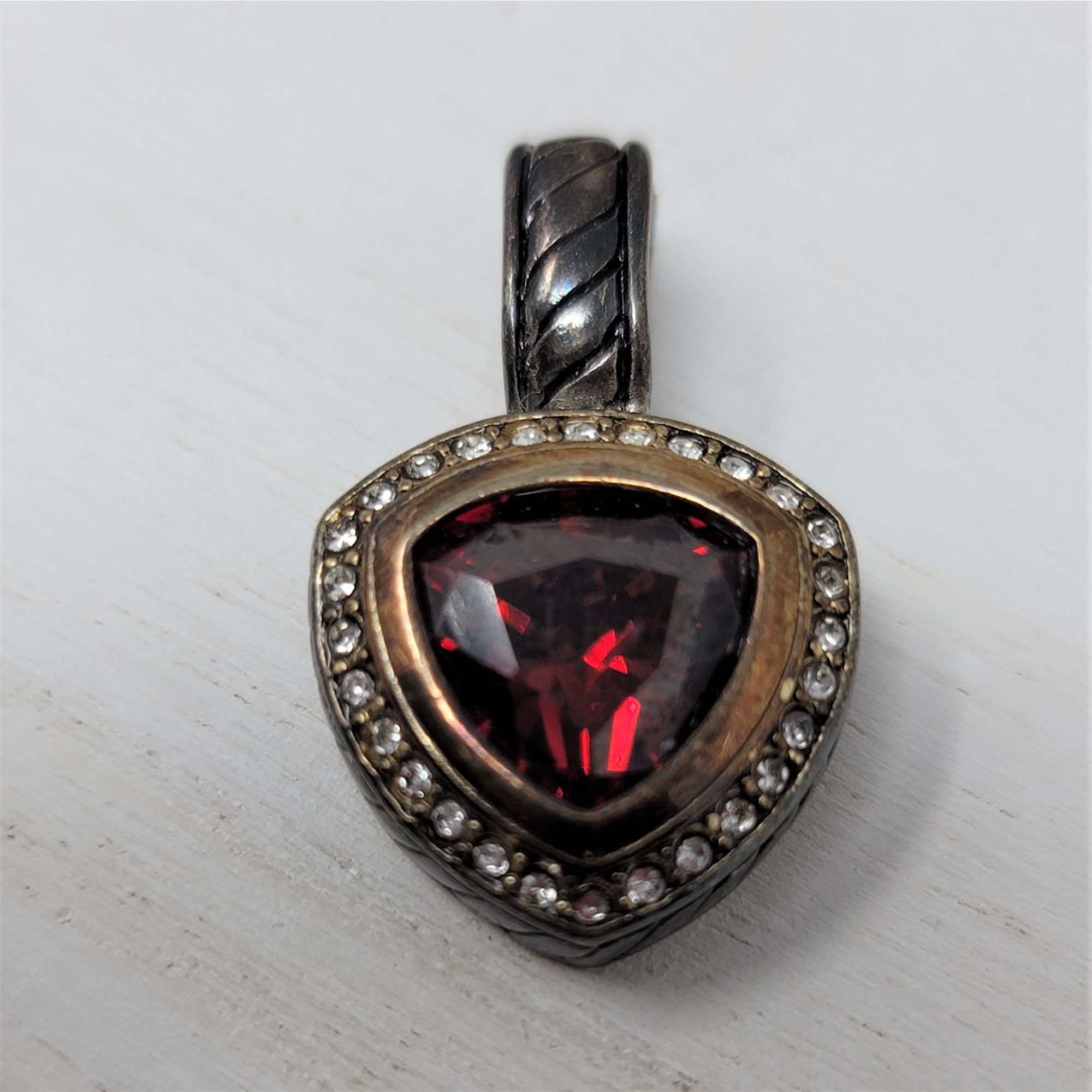 Magnificent Ruby Red Rhinestone Pendant Magnetic Bale