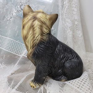 Vintage Yorkshire Terrier Porcelain Figurine Dog Figurine Yorkie 7" Tall
