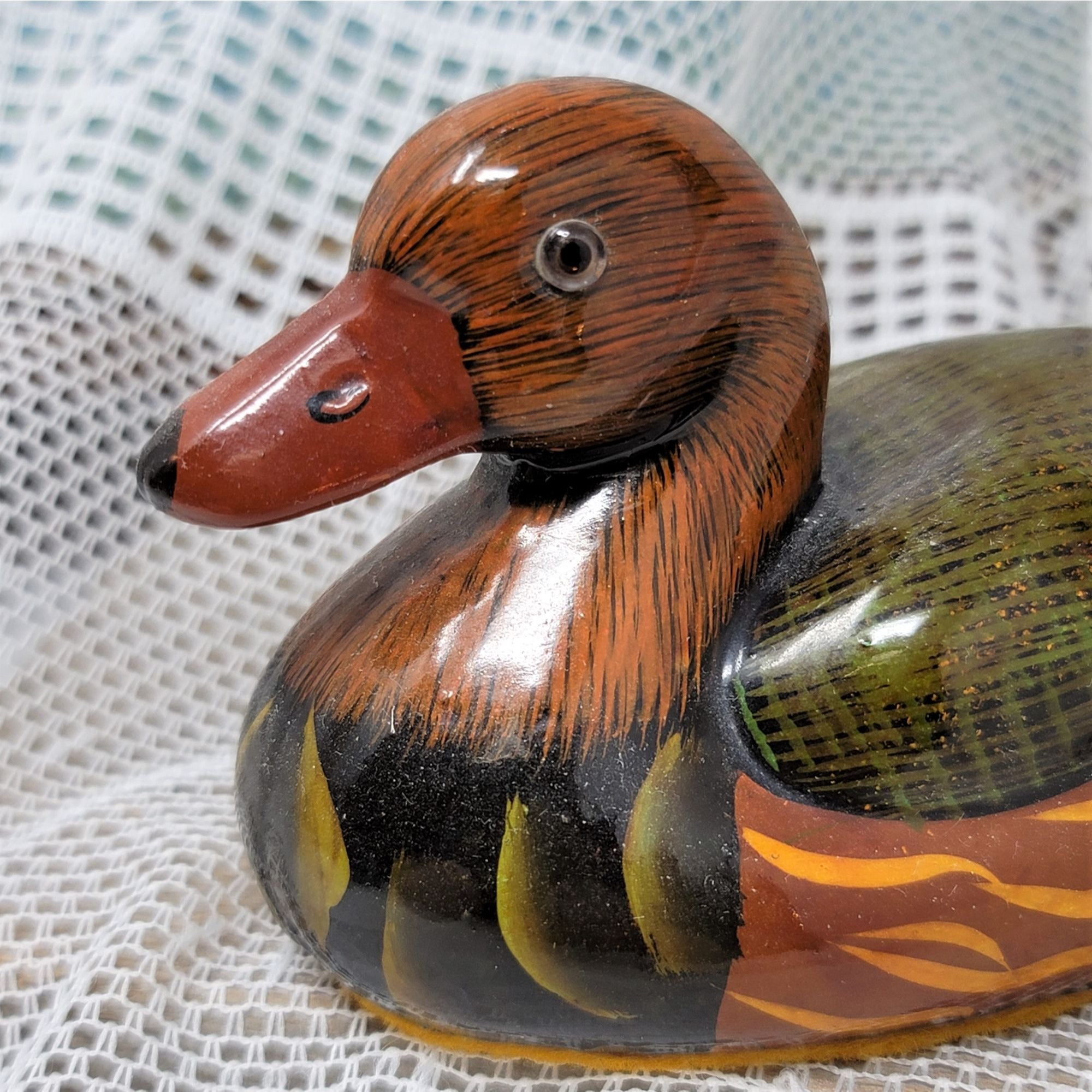 Vintage Porcelain Duck Figurine High Shine Detailed Browns