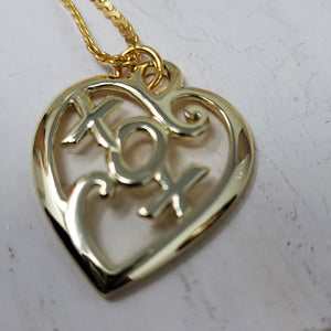 Heart Necklace Cut Out XOX Design Gold tone