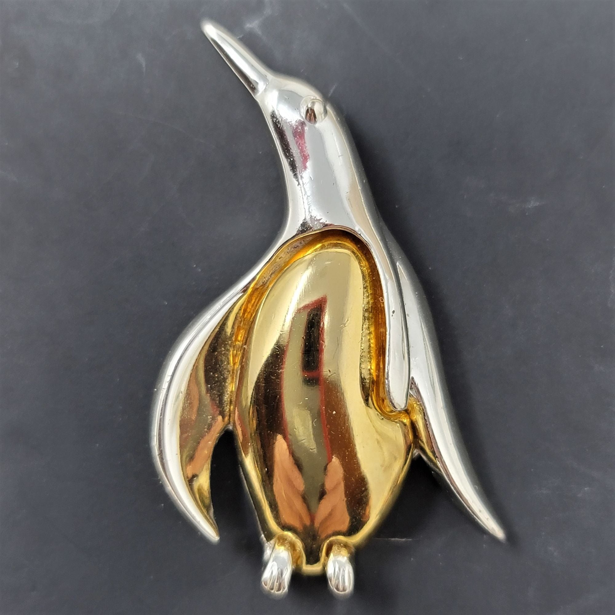 Penquin Pin Brooch in Gold & Silver