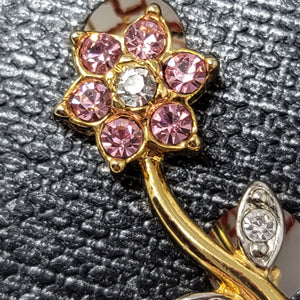 Sweet Little Pink Rhinestone Flower Pin