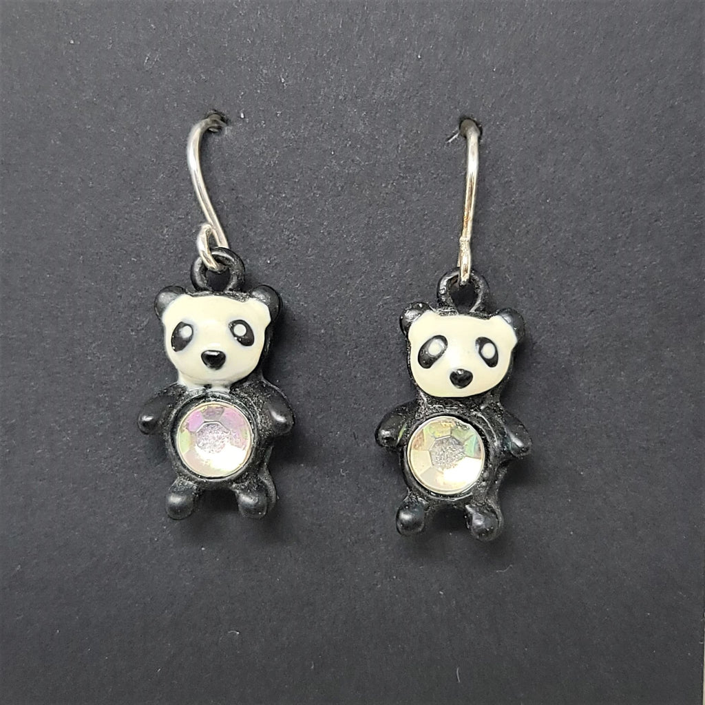 Cute Panda Bear Earrings Rhinestone Belly Pierced