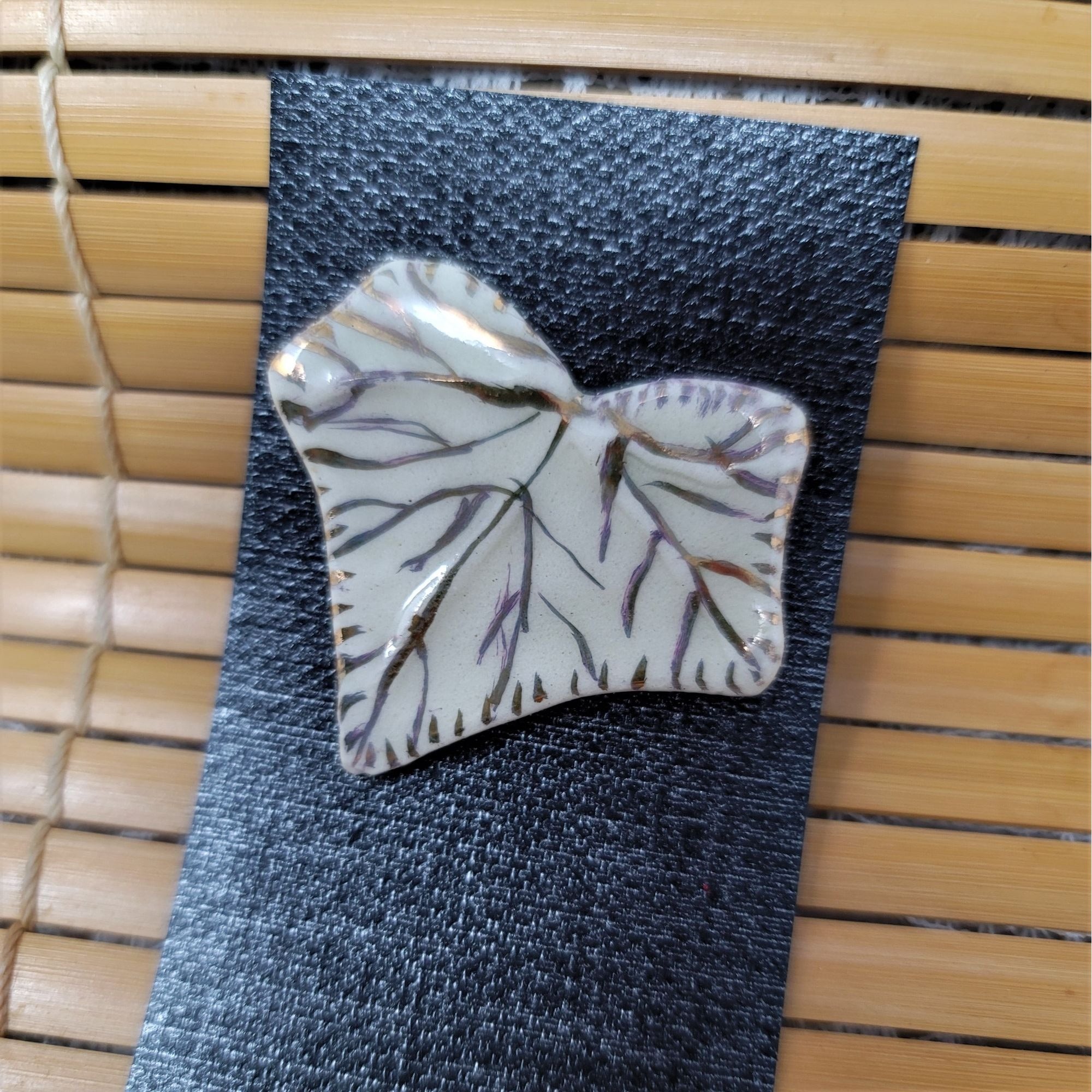 Handmade Porcelain Gold Leaf Pin Brooch