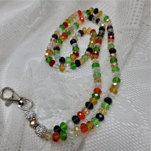 Glass Bead Lanyard Necklace Colorful 32 inches