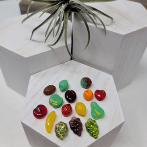 Czech Glass Fruit Beads from the Czech Republic Grapes Orange Pear Cherry Apples too