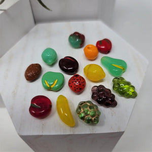 Czech Glass Fruit Beads from the Czech Republic Grapes Orange Pear Cherry Apples too