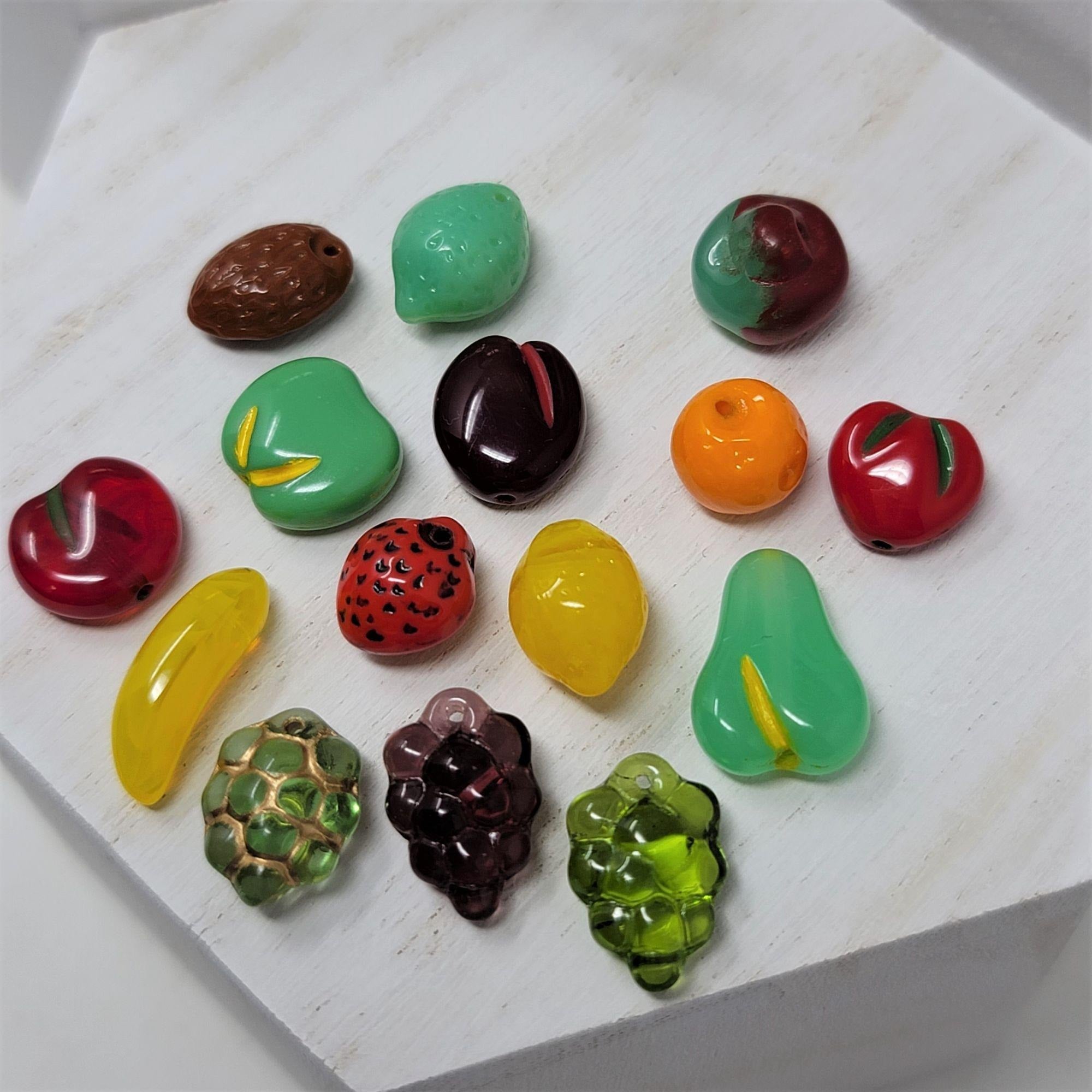 Czech Glass Fruit Beads from the Czech Republic Grapes Orange Pear Che –  its4sale2day