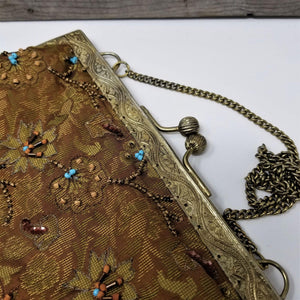 Vintage Christiana Tapestry & Beaded Clutch Purse