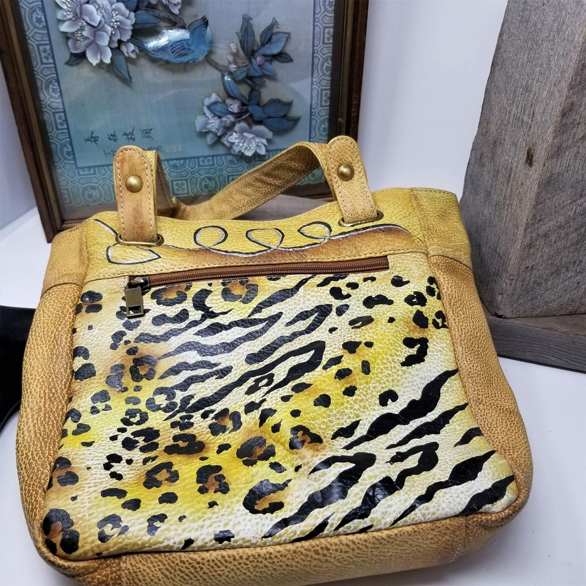 Genuine Leather Animal Print Shoulder Bag Wild Vintage