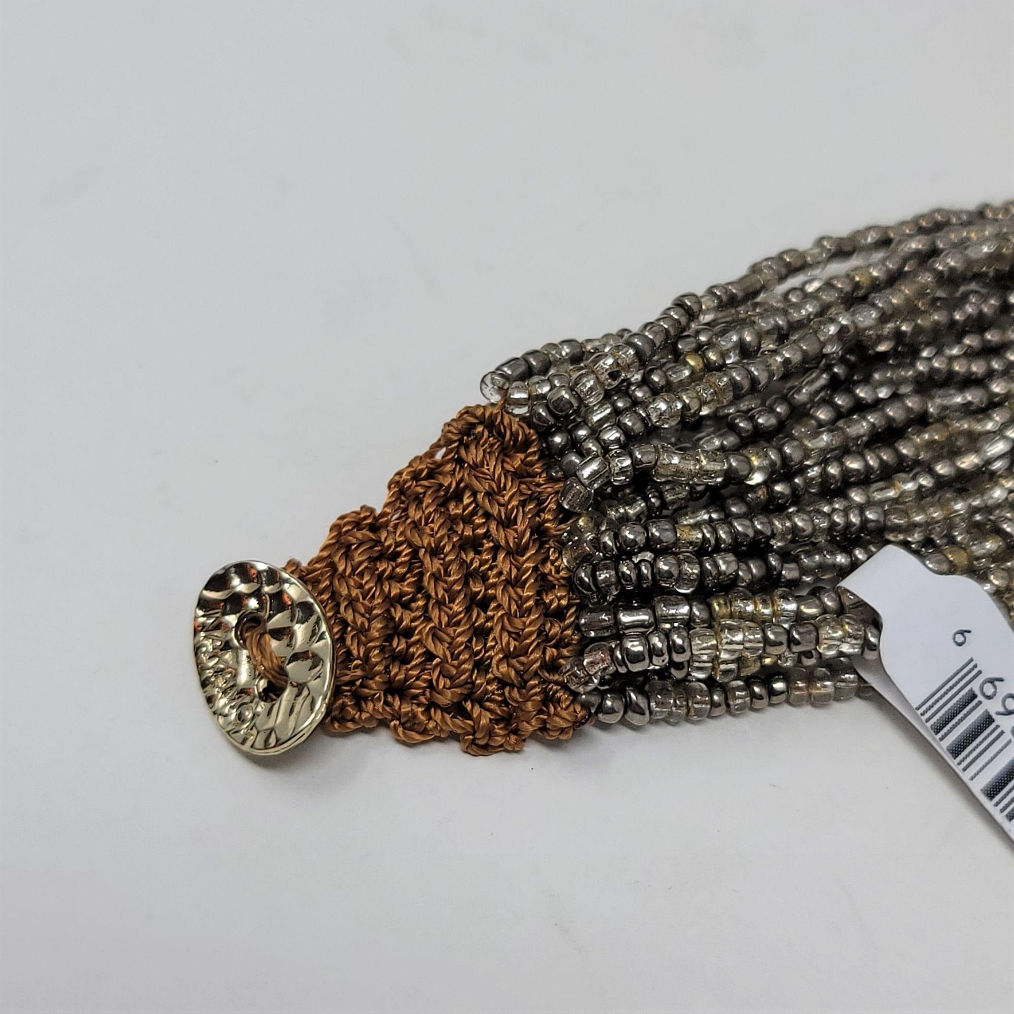 25 Strand Beaded Bracelet Crocheted Ends Boho Style