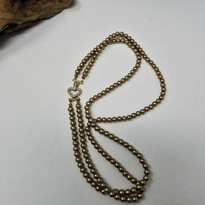 Vintage Champaign Pearl Double Strand Necklace & Bracelet