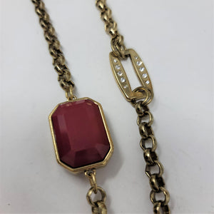 Chico's Heavy Gold Link & Glass Necklace 40" long