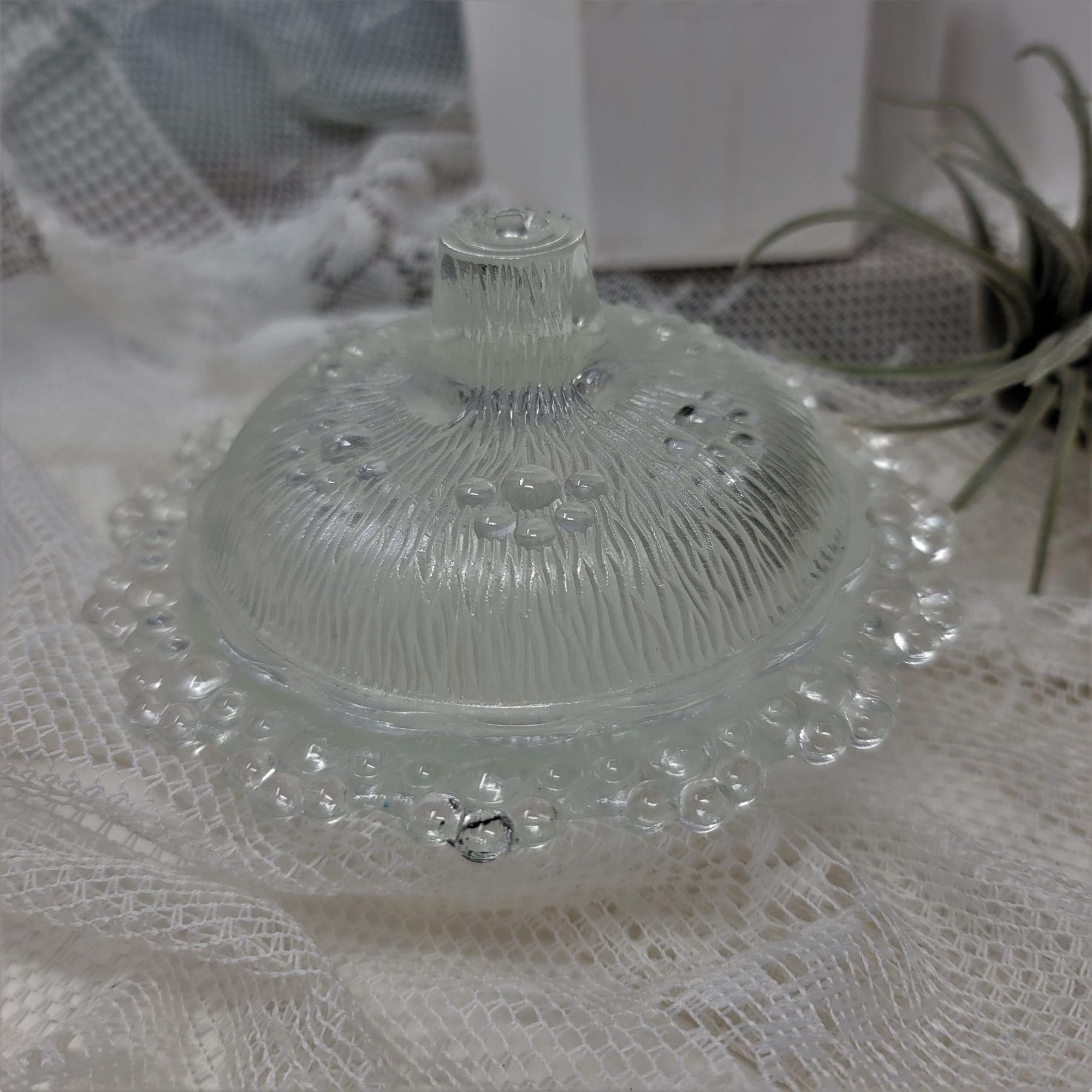 Adorable Covered Trinket Dish Vintage Clear Glass