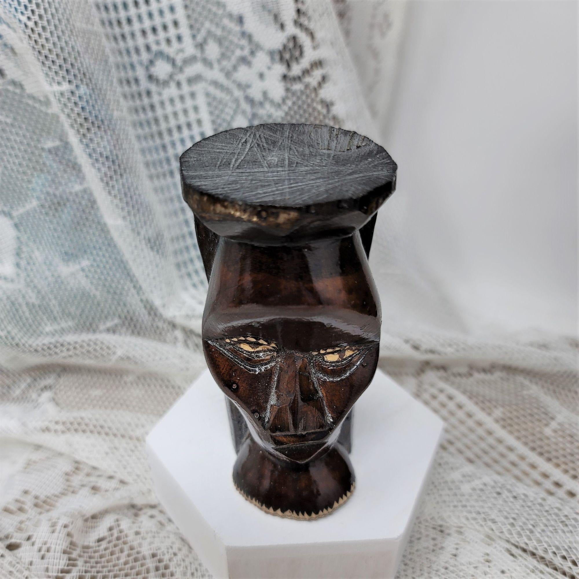 Hand Carved African Face Figurine Wood