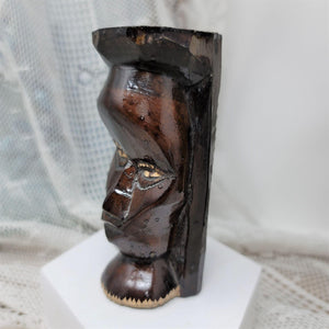 Hand Carved African Face Figurine Wood