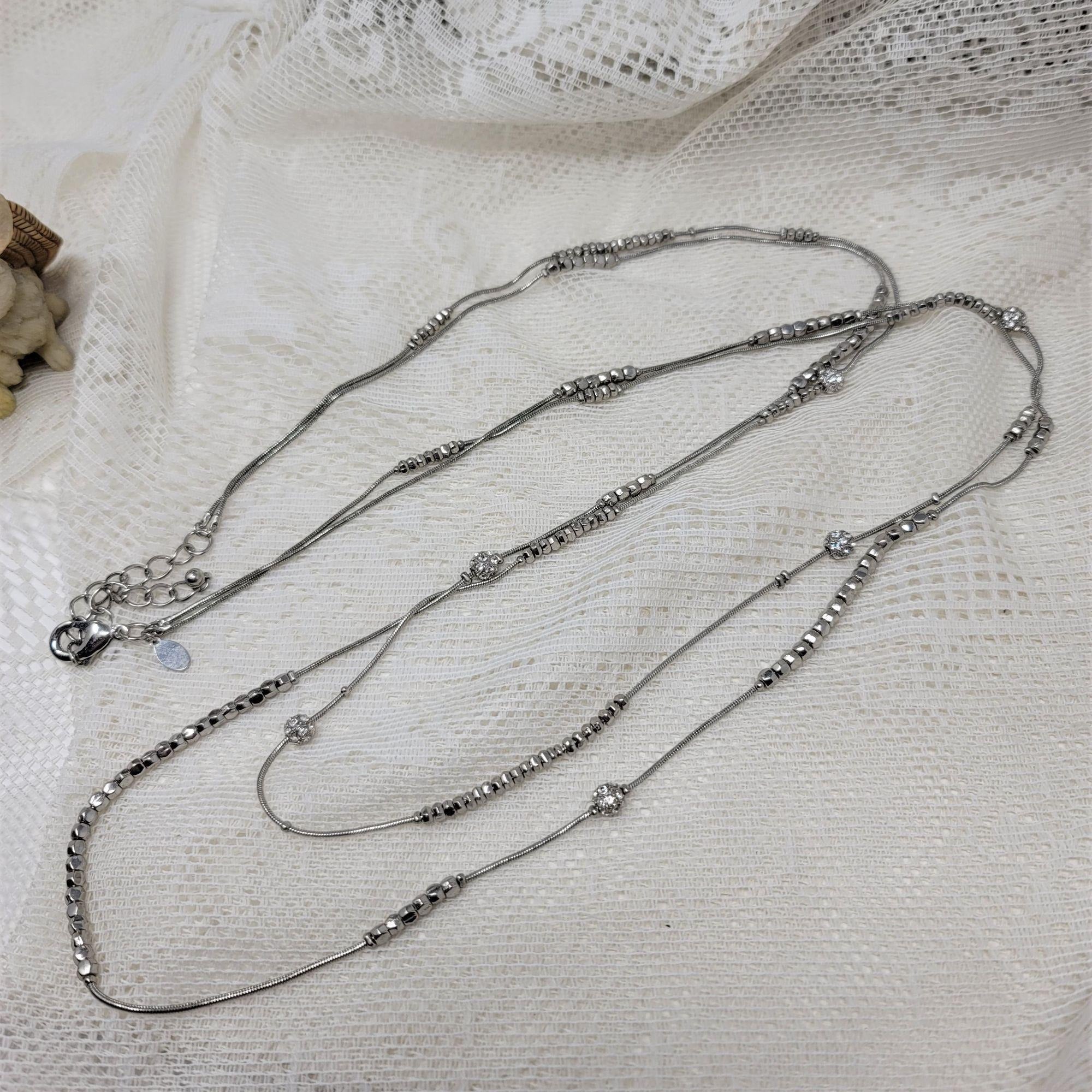 Chico's Modern Snake Chain & Rhinestone Necklace