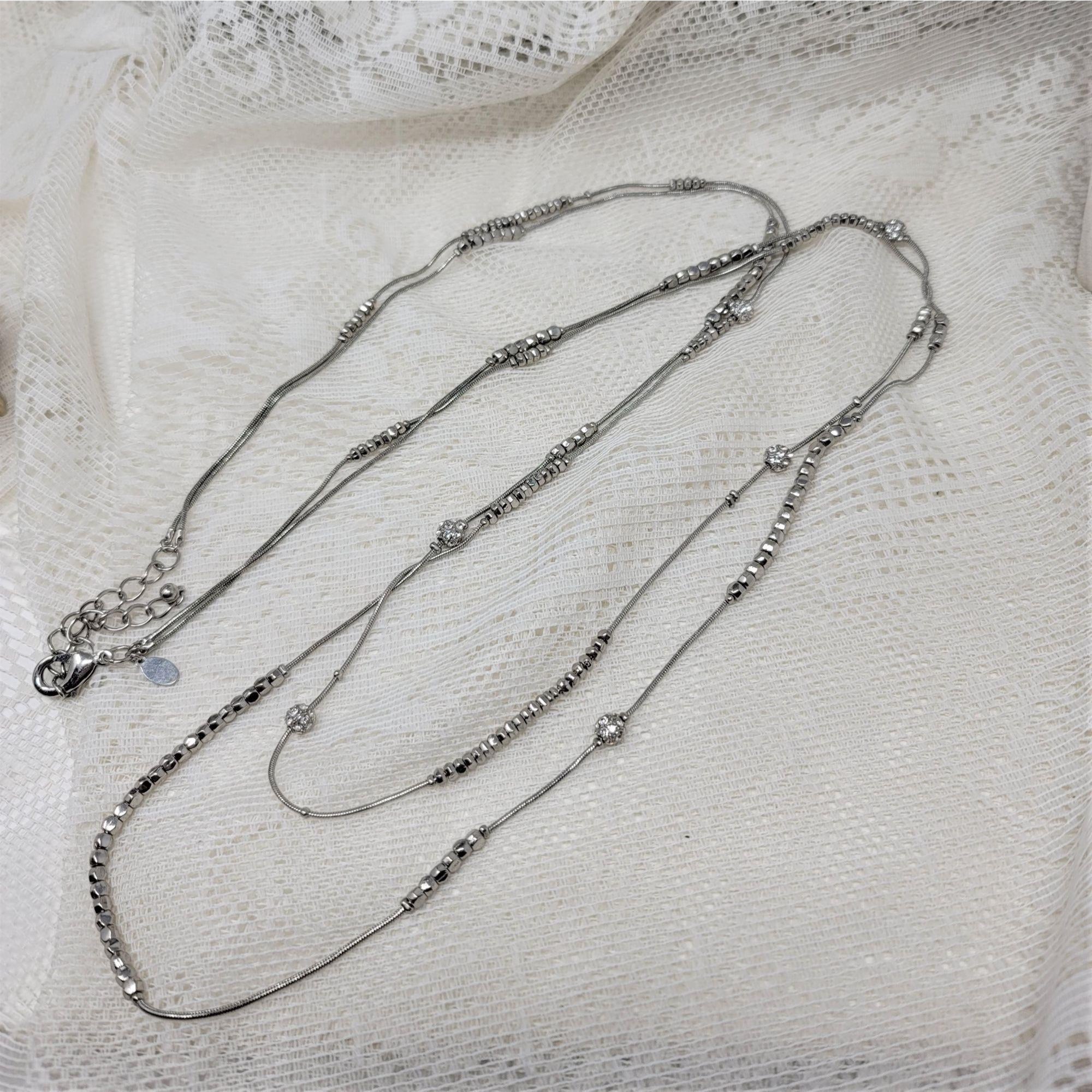 Chico's Modern Snake Chain & Rhinestone Necklace